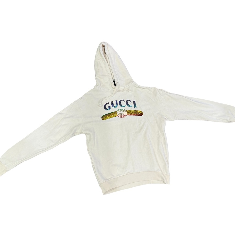 Gucci Multicolor Logo Cream Hoodie - Picture 2 of 6